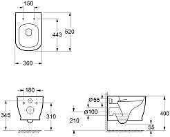 Ambassador Унитаз Royal подвесной безободковый белый с сиденьем микролифт – фотография-12